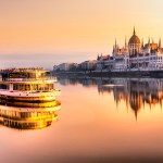 river cruising during sunset