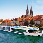 ama river cruises - boat cruising by AmaCello in Regensburg, Germany.