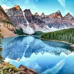 Moraine lake panorama in Banff National Park.