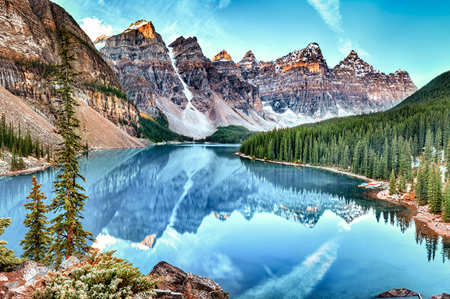 Moraine lake panorama in Banff National Park.