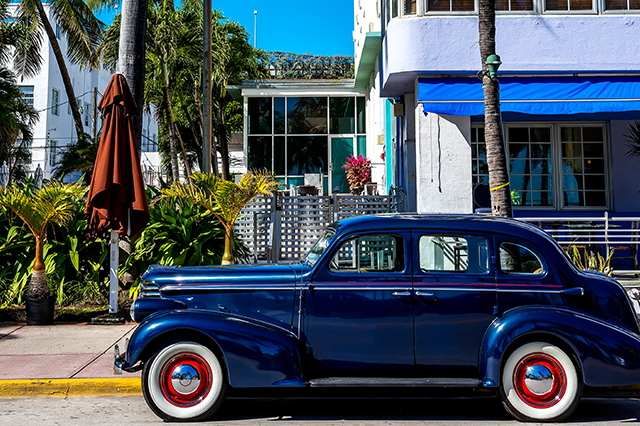 vintage car parked in Miami