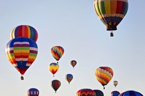 various hot air balloons in the sky