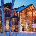 front entrance of a ski resort in the winter