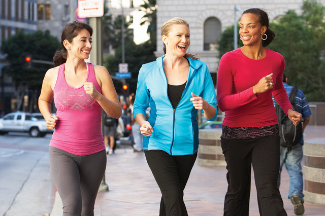 athletic group of woman exercising