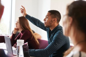 Man raising hand