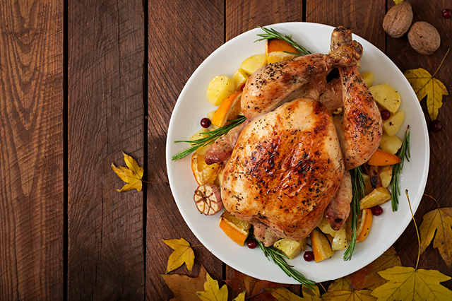 thanksgiving turkey served with vegetables