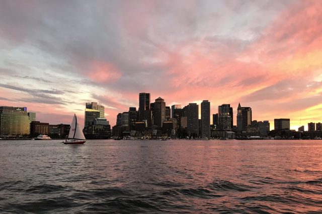 boston harbor sunset