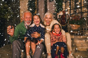 family in winter