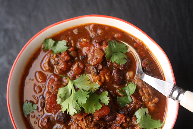 making homemade chili