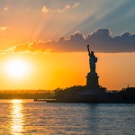 cityscape statue of liberty