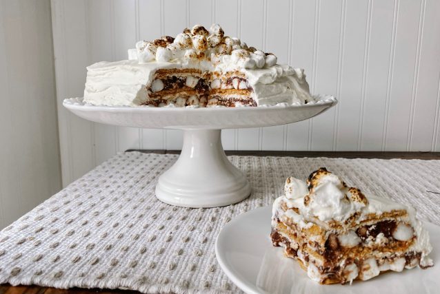 shop and cook s'mores cake