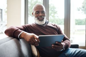 man with tablet