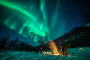 Viewing the northern lights in Anchorage. Courtesy of Judy O. Photo.